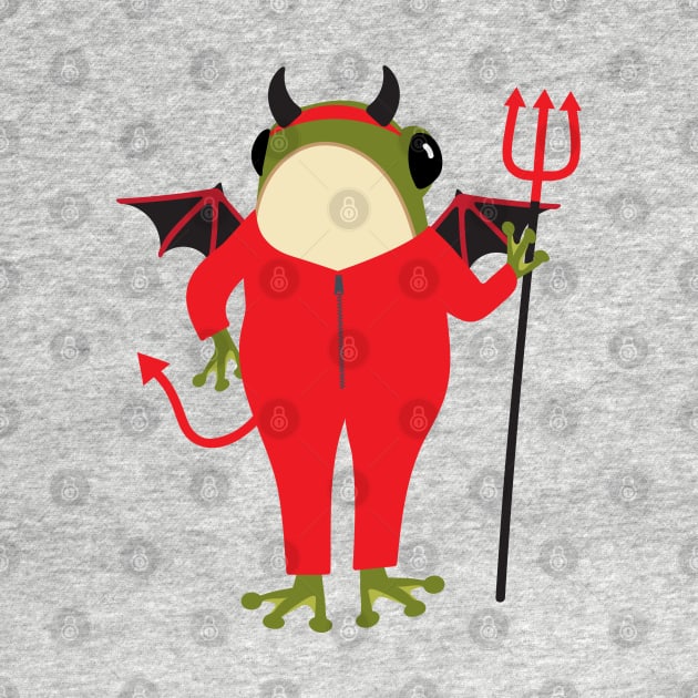 Frog in a devil Halloween costume by Jennifer Ladd
